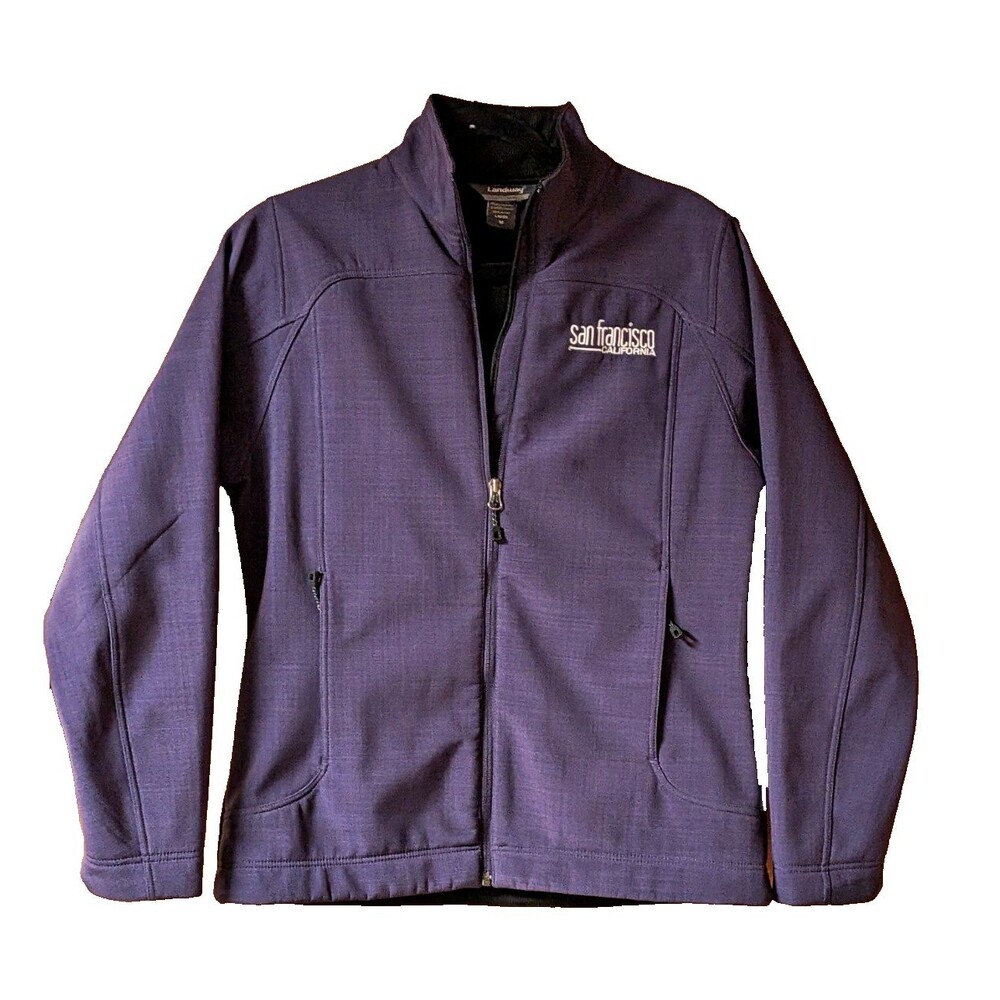 Landway Womens Purple Soft-Shell Full Zip San Francisco Embroidered Jacket M